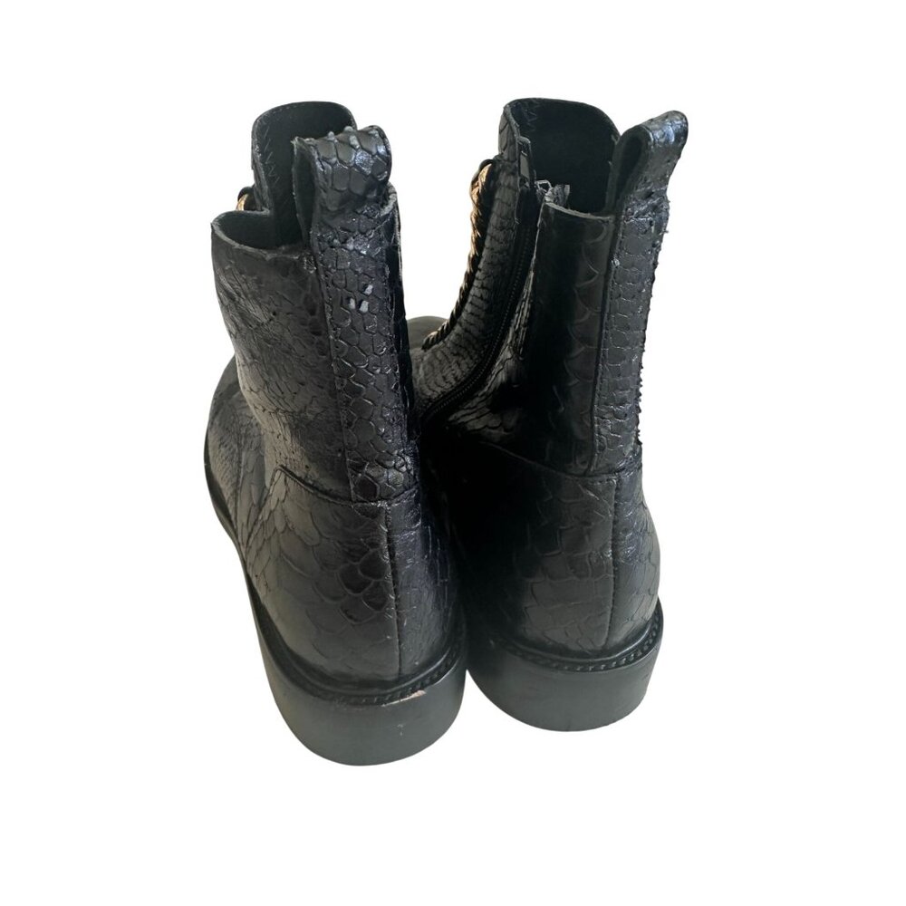 Jeffrey Campbell Black Ankle Boots with Gold Chain - Picture 9 of 9